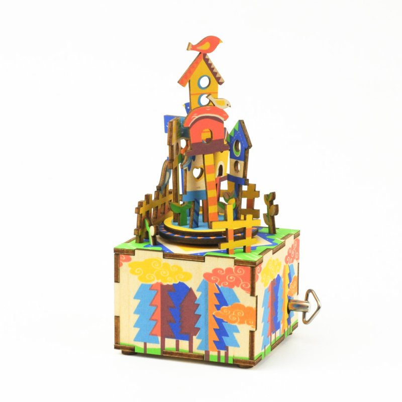 画像2: 【DIY木製パズルキットオルゴール】 空のおうち (2)