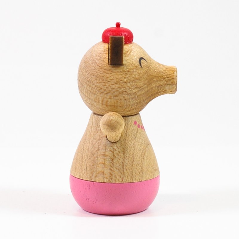 画像4: Mサイズ＊ぶた　赤ベレー帽 【wooderful life DIYオルゴールオブジェ】 (4)