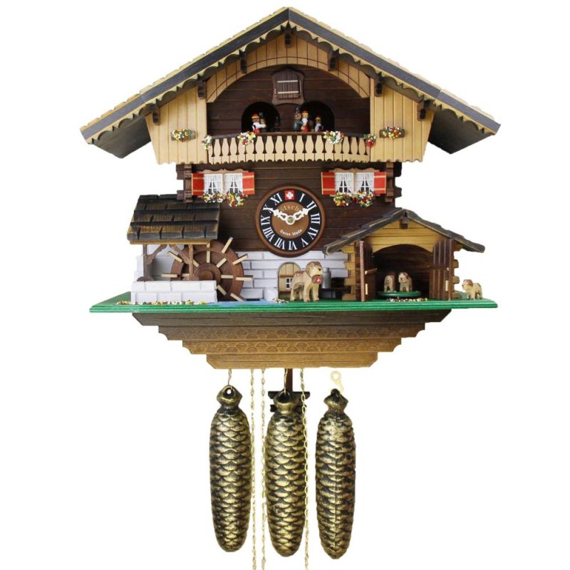 画像1: カッコー時計（鳩時計）　子犬と山小屋 (1)