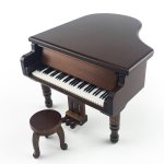 画像1: 18弁オルゴール用 木製アンティーク調グランドピアノケース (1)