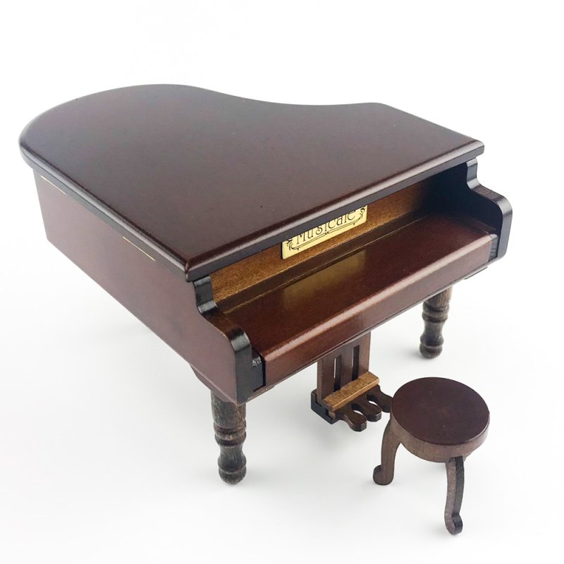 画像4: 18弁オルゴール用 木製アンティーク調グランドピアノケース (4)