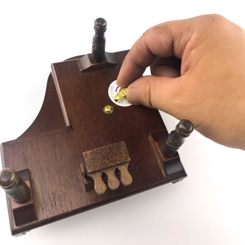 画像8: 18弁オルゴール用 木製アンティーク調グランドピアノケース (8)