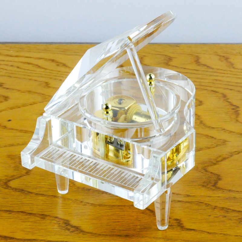 画像1: 18弁オルゴール用  クリスタルガラス グランドピアノケース (1)