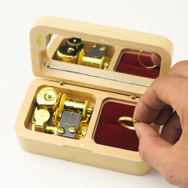 画像1: 18弁オルゴール用 リングピローボックス（メイプル） (1)