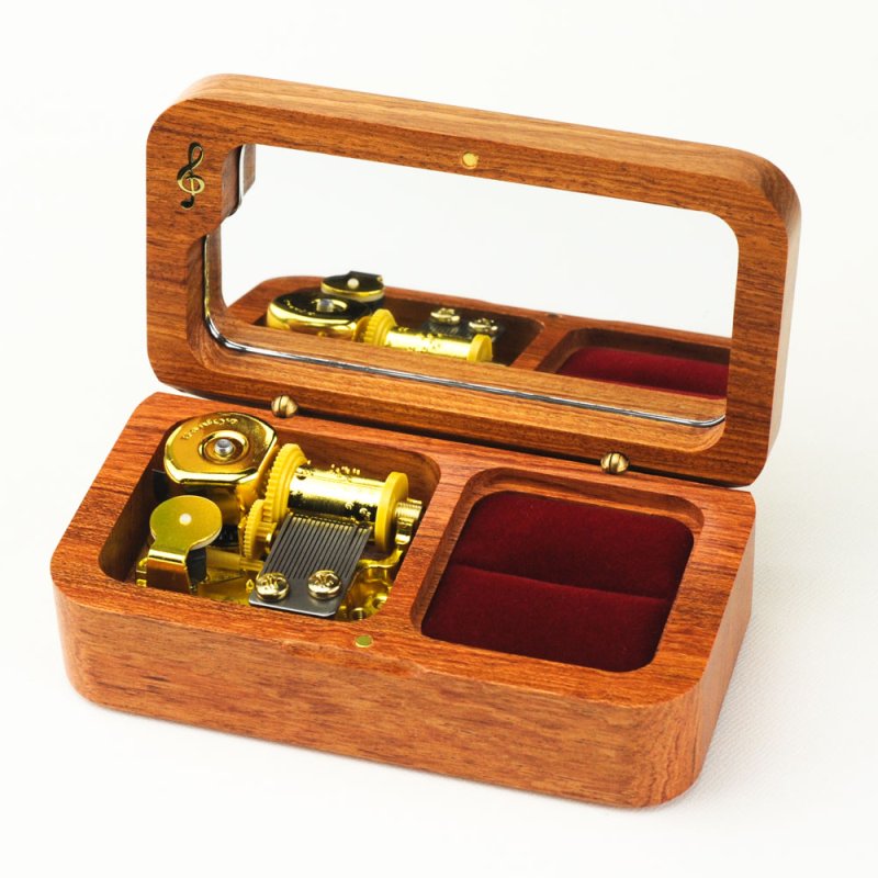 画像2: 18弁オルゴール用 リングピローボックス（ブビンガ） (2)