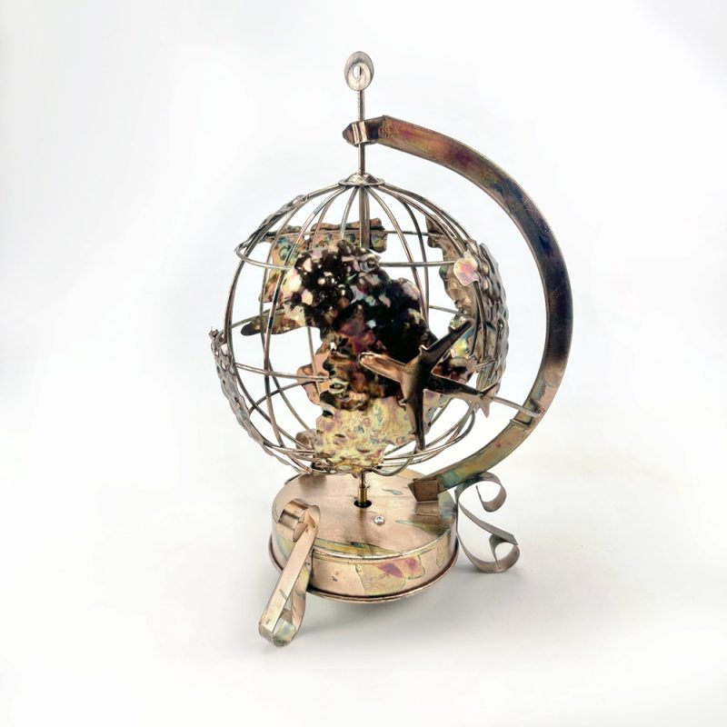 画像2: ブリキのからくりオルゴール　地球儀 (2)