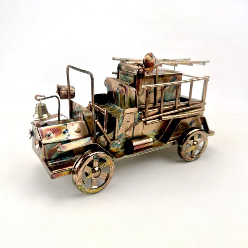 画像1: ブリキのからくりオルゴール　消防車 (1)