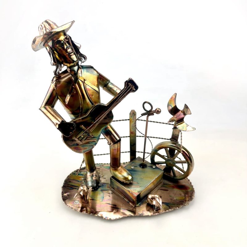 画像2: ブリキのからくりオルゴール　ギターを奏でるカウボーイ (2)